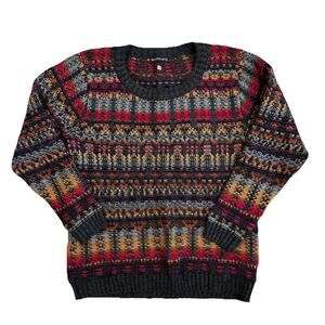 VTG Sweater Womens 1/Small Grandmacore Heavy Chunky Wool Blend Boho Y2K Fall
